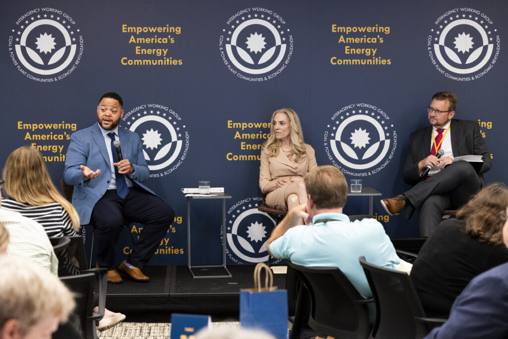 From left: Michael Smith (CEO, AmeriCorps), Lael Brainard (National Economic Advisor), Brian Anderson (Executive Director, Energy Communities IWG)